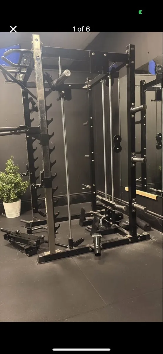 Commercial smith machine with pulley & attachments - Image 2