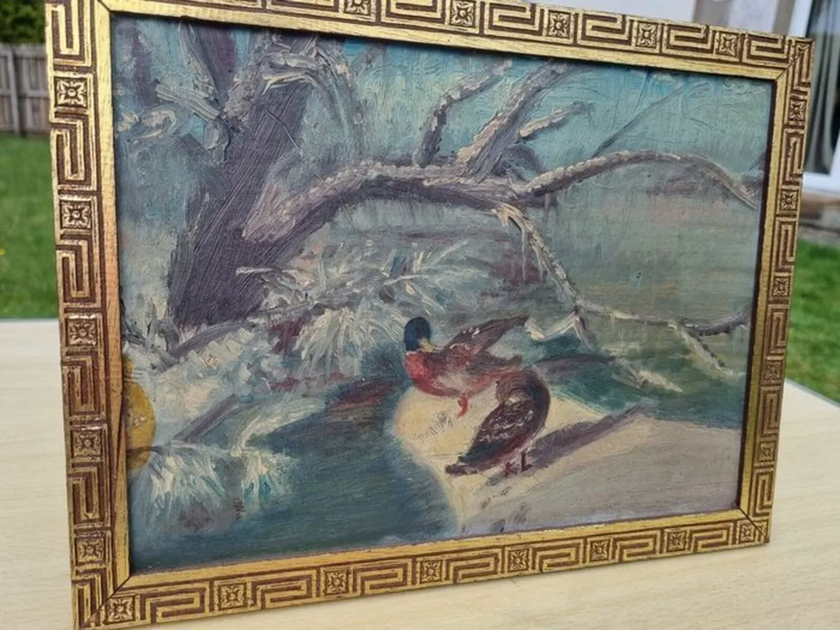 Vintage oil painting of ducks - Image 2