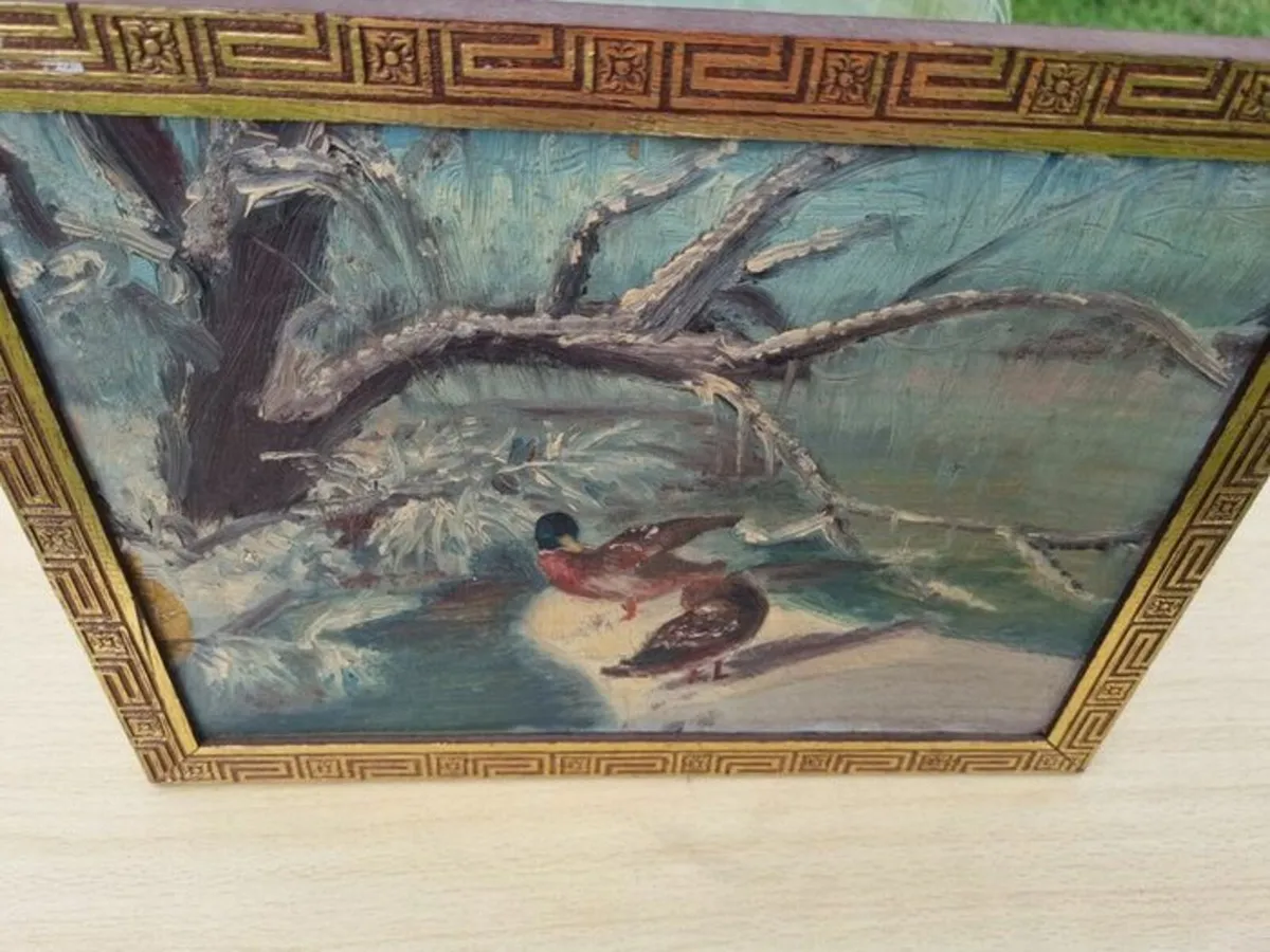 Vintage oil painting of ducks - Image 3