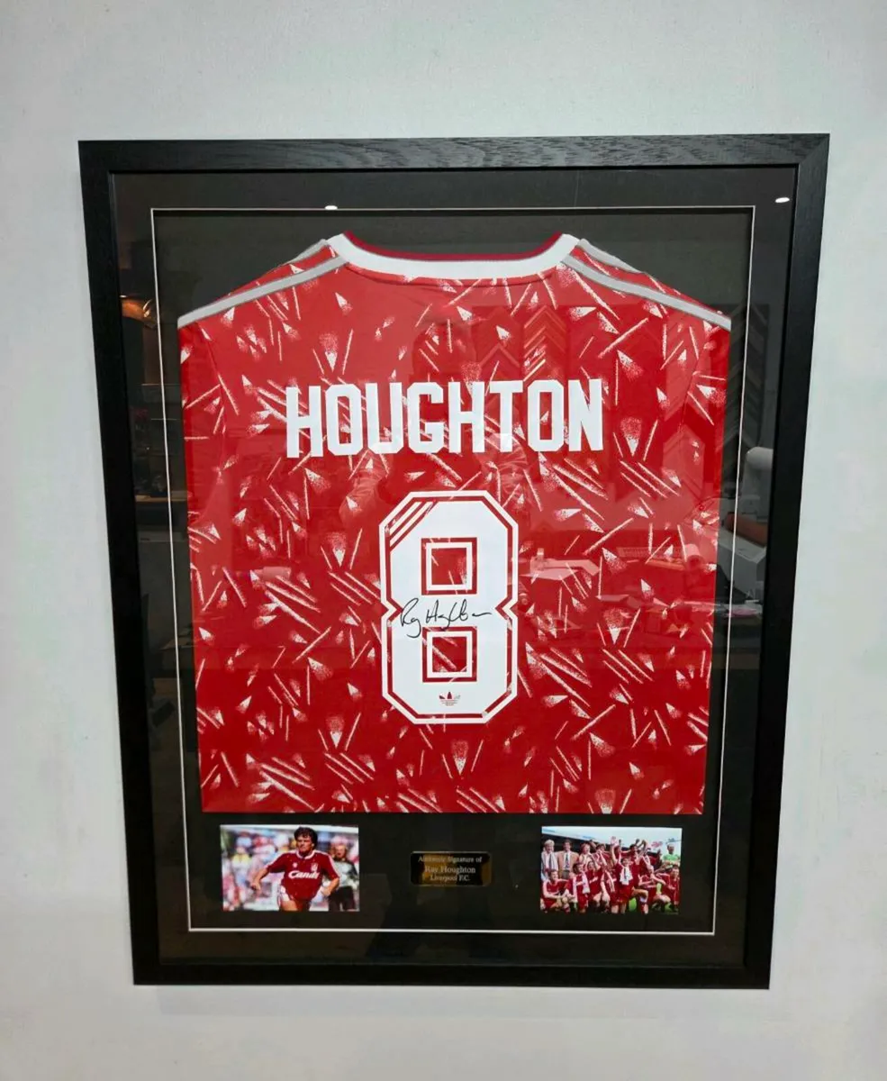 Ray Houghton Signed Framed 1990 Liverpool Shirt - Image 1