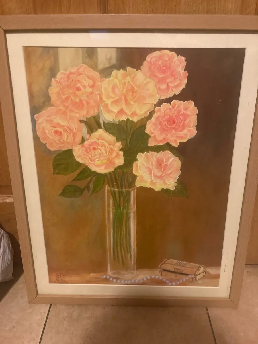 Still life oil painting framed free postage - Image 1