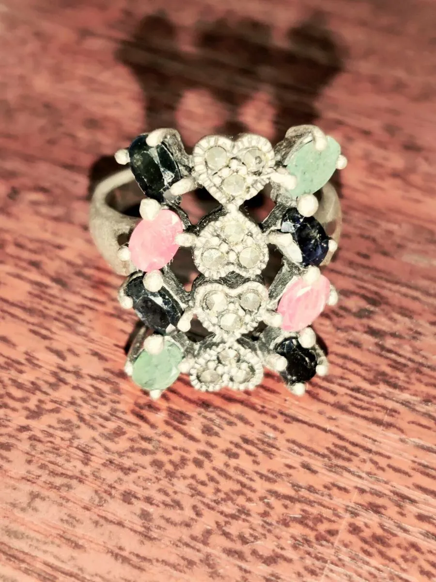 CHUNKY MARCASITE, 925 Silver Unisex New Ring ! - Image 1