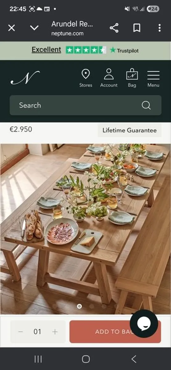 Neptune Arundel 6 Seater Oak Dining Table with Oak bench and Linen chairs - Image 4