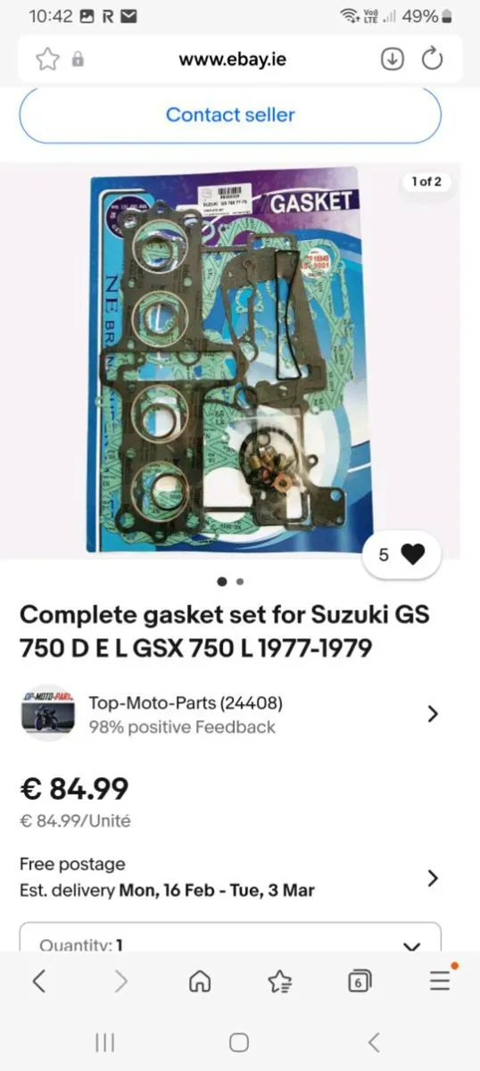 Gasket set suzuki gs750 - Image 1