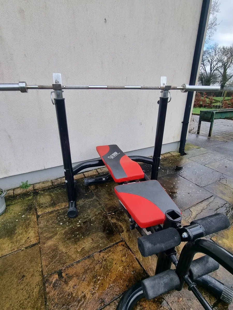 Home gym setup - squat rack, bench and bar - Image 1