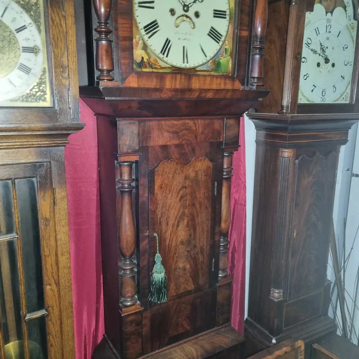 victorian mahogany  grandfather clock - Image 2