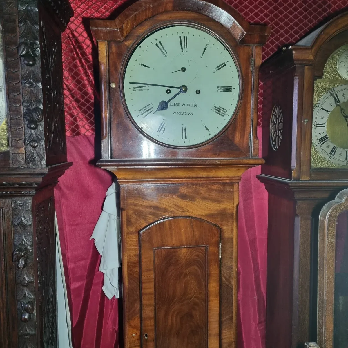 victorian mahogany   belfast grandfather clock - Image 2