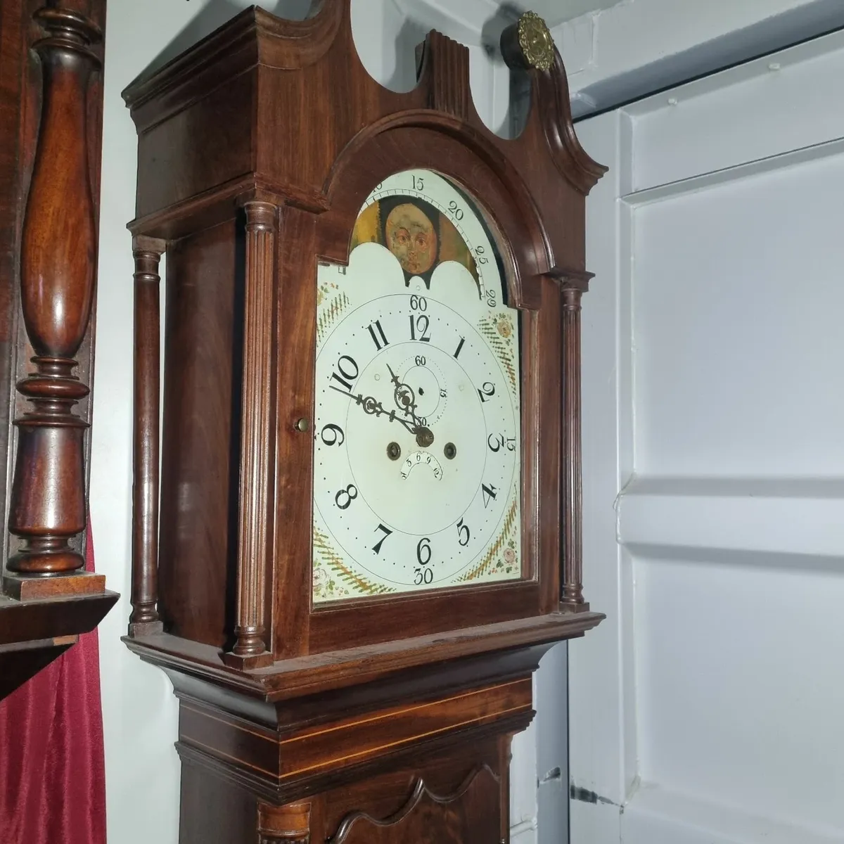georgian inlaid mahogany grandfather clock - Image 1