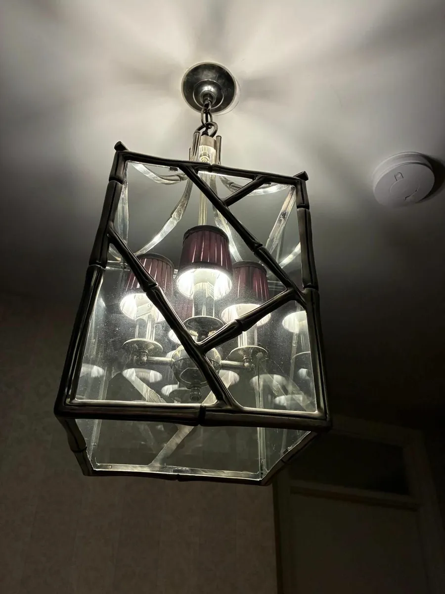 Libra antique silver bamboo ceiling light - Image 1