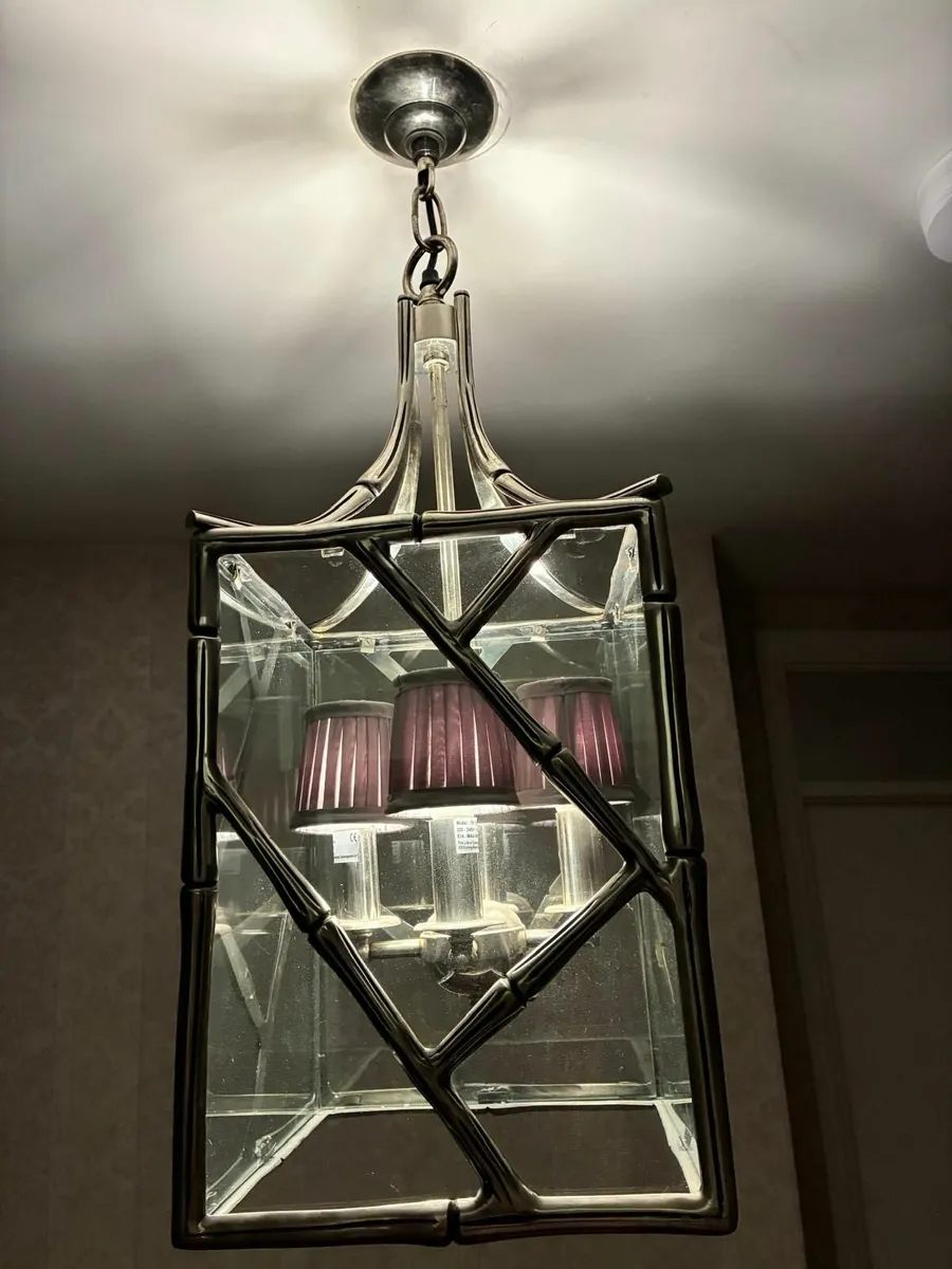 Libra antique silver bamboo ceiling light - Image 4