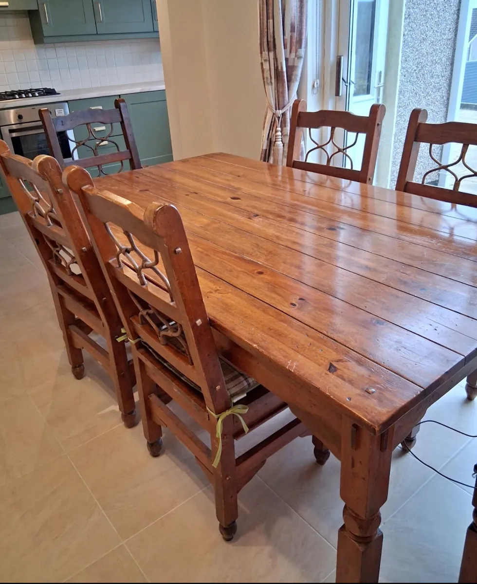 Solid 6Ft Farmhouse Style Kitchen Dining Table - Image 1