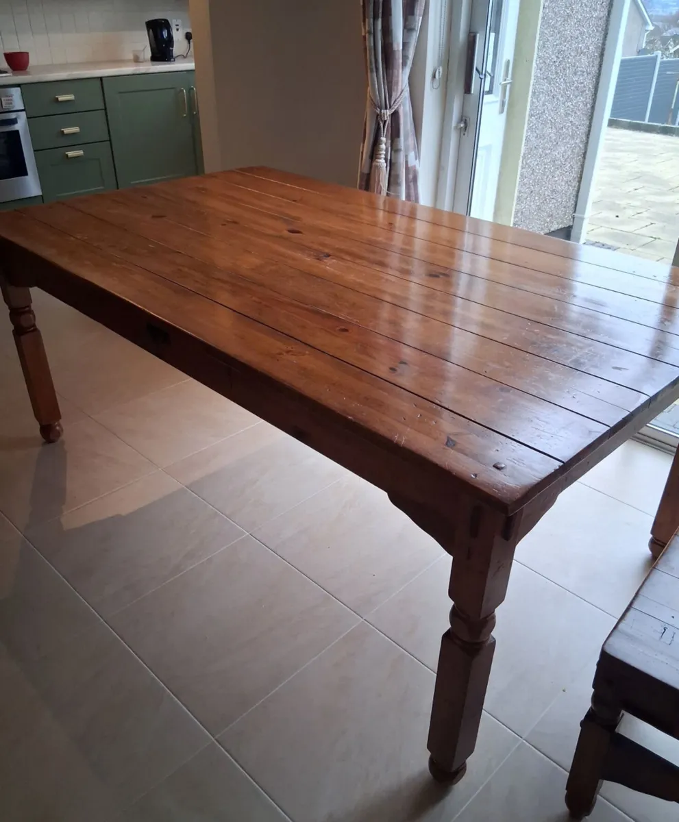 Solid 6Ft Farmhouse Style Kitchen Dining Table - Image 2