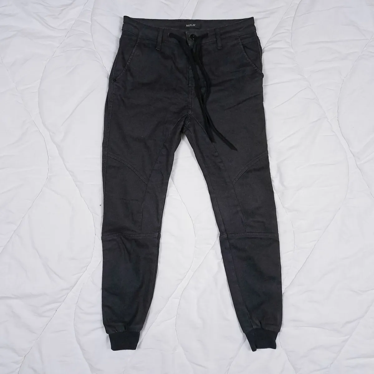 Replay Black Slim Fit Drawstring Jeans 6-8UK - Image 1
