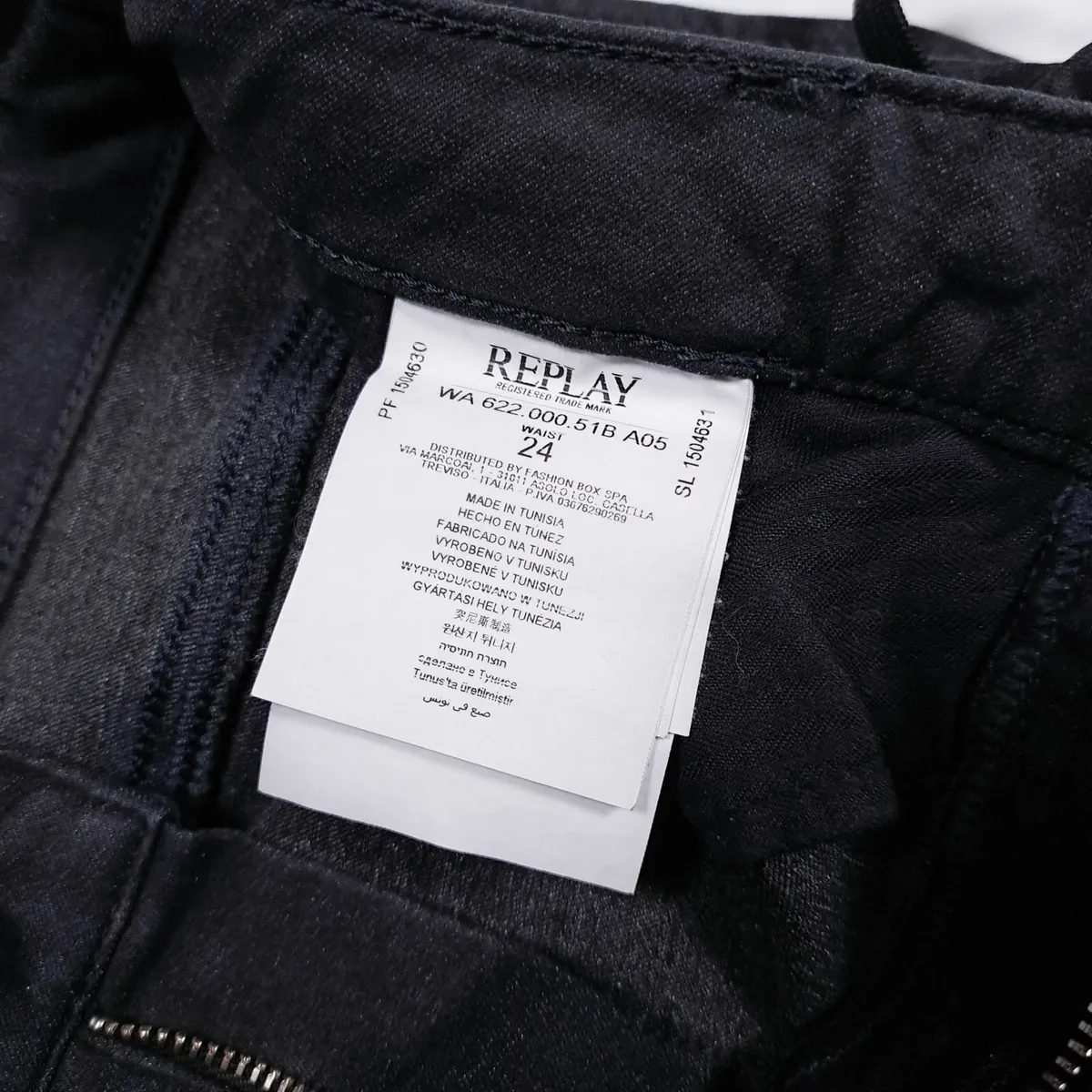 Replay Black Slim Fit Drawstring Jeans 6-8UK - Image 3