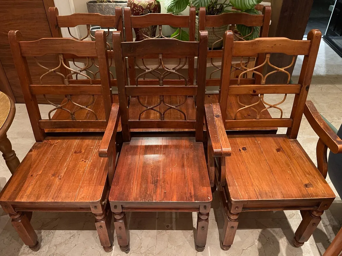 6 x Quality Solid Wooden Kitchen Dining Chairs - Image 1