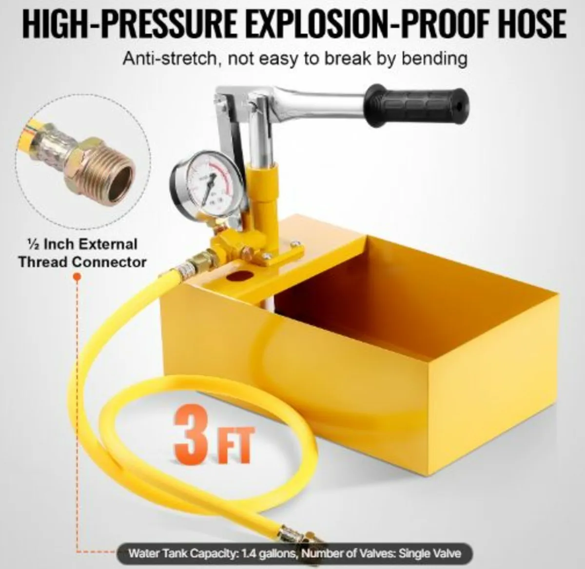Hydrostatic Test Pump, Max 25 bar/362 PSI, Single - Image 4