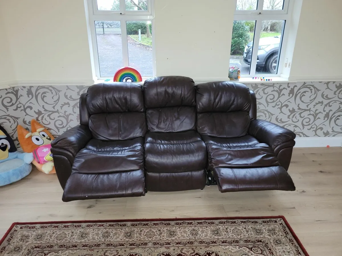 Leather 3-Seater Recliner Sofa – Reclining Ends - Image 3