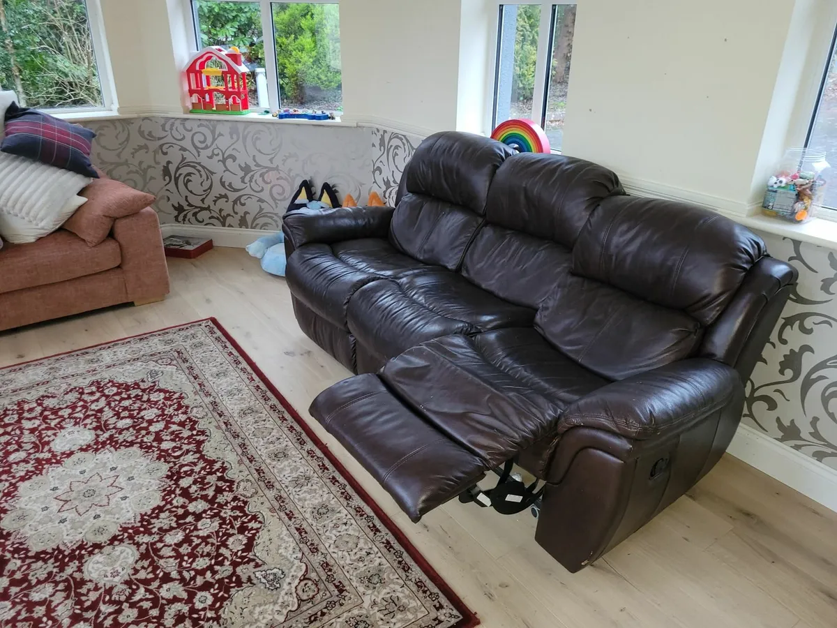 Leather 3-Seater Recliner Sofa – Reclining Ends - Image 4