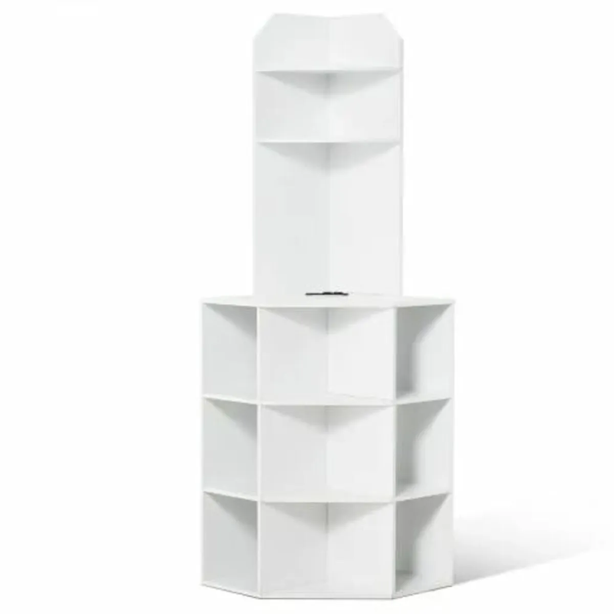 64" Tall Corner Storage Cabinet, 6 Tiers Wooden St - Image 1