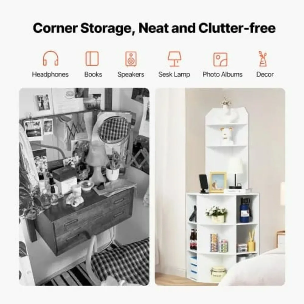 64" Tall Corner Storage Cabinet, 6 Tiers Wooden St - Image 4