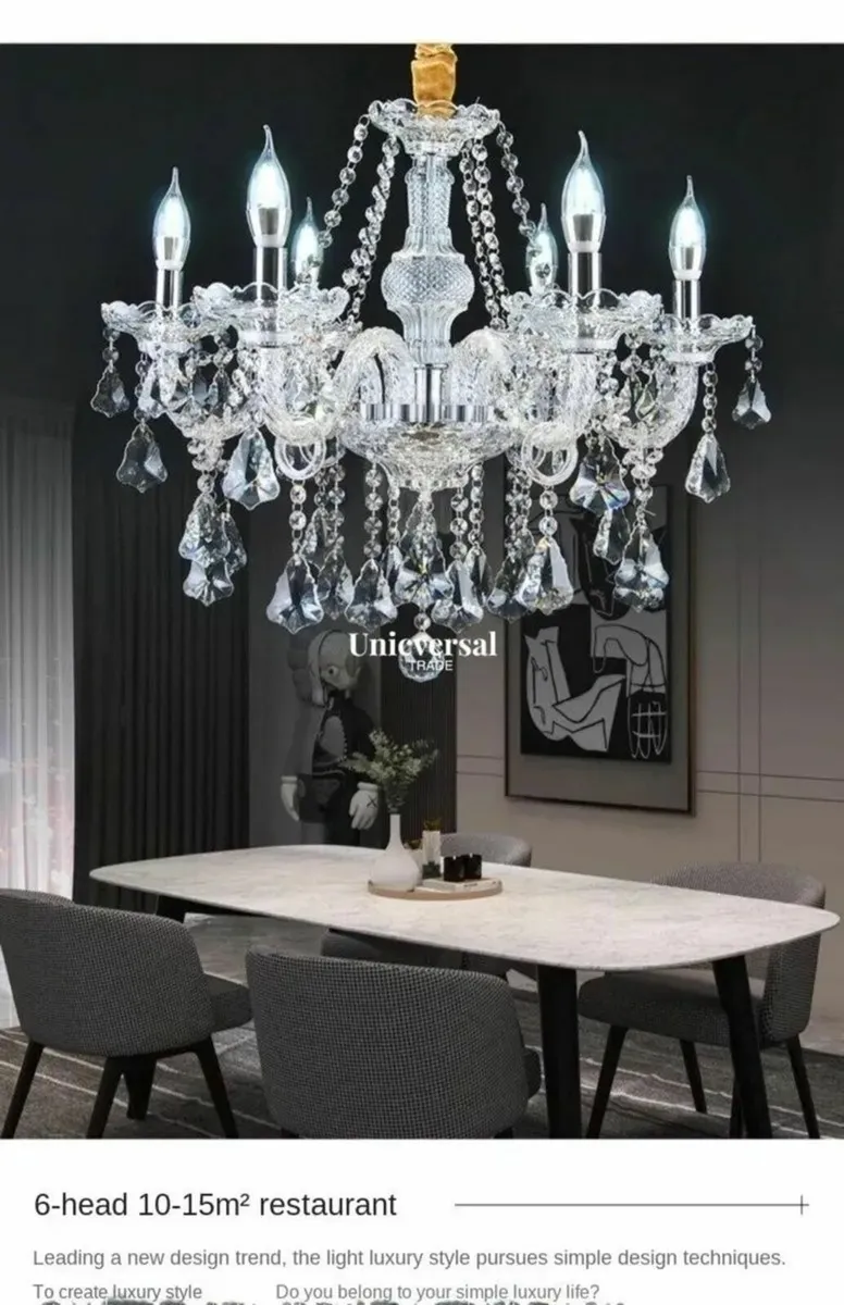 4 Light Crystal Chandelier Modern Luxury Style - Image 4