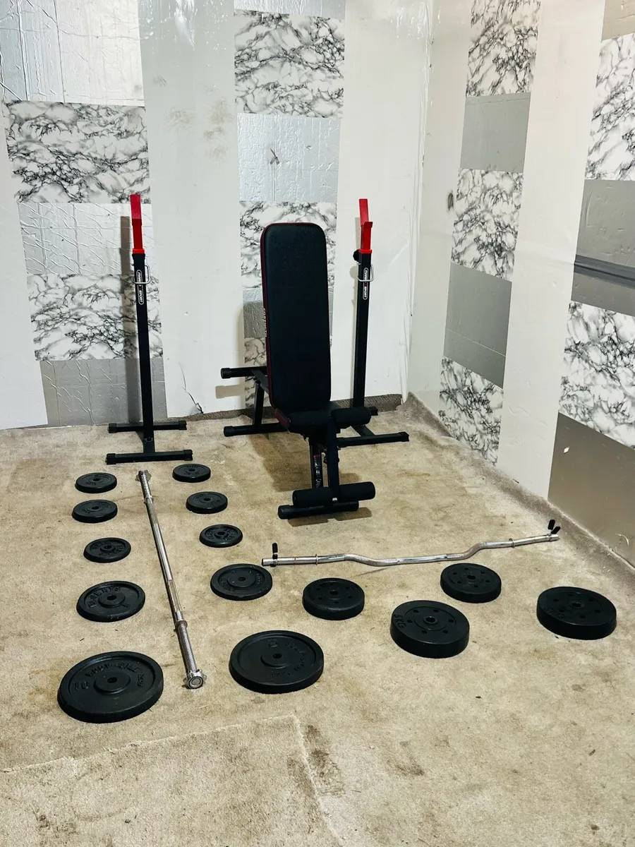 Adjustable weight bench rack stands weights bars - Image 2