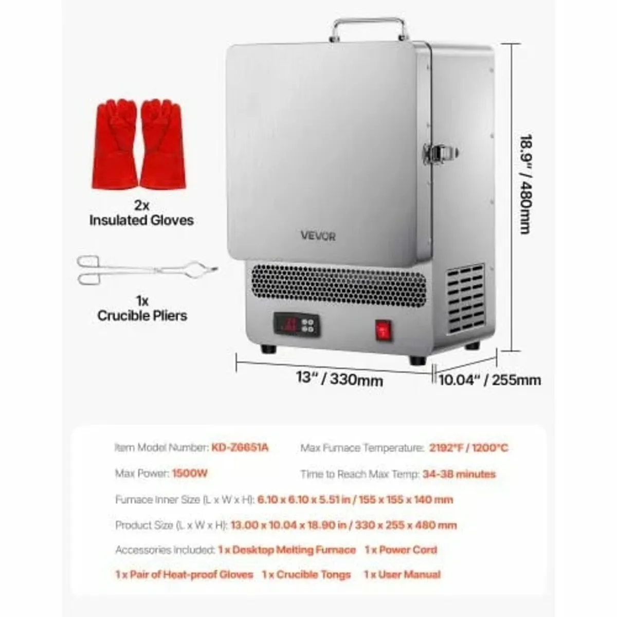 Tabletop Kiln Melter, 1500W Powerful Electric Kiln - Image 3