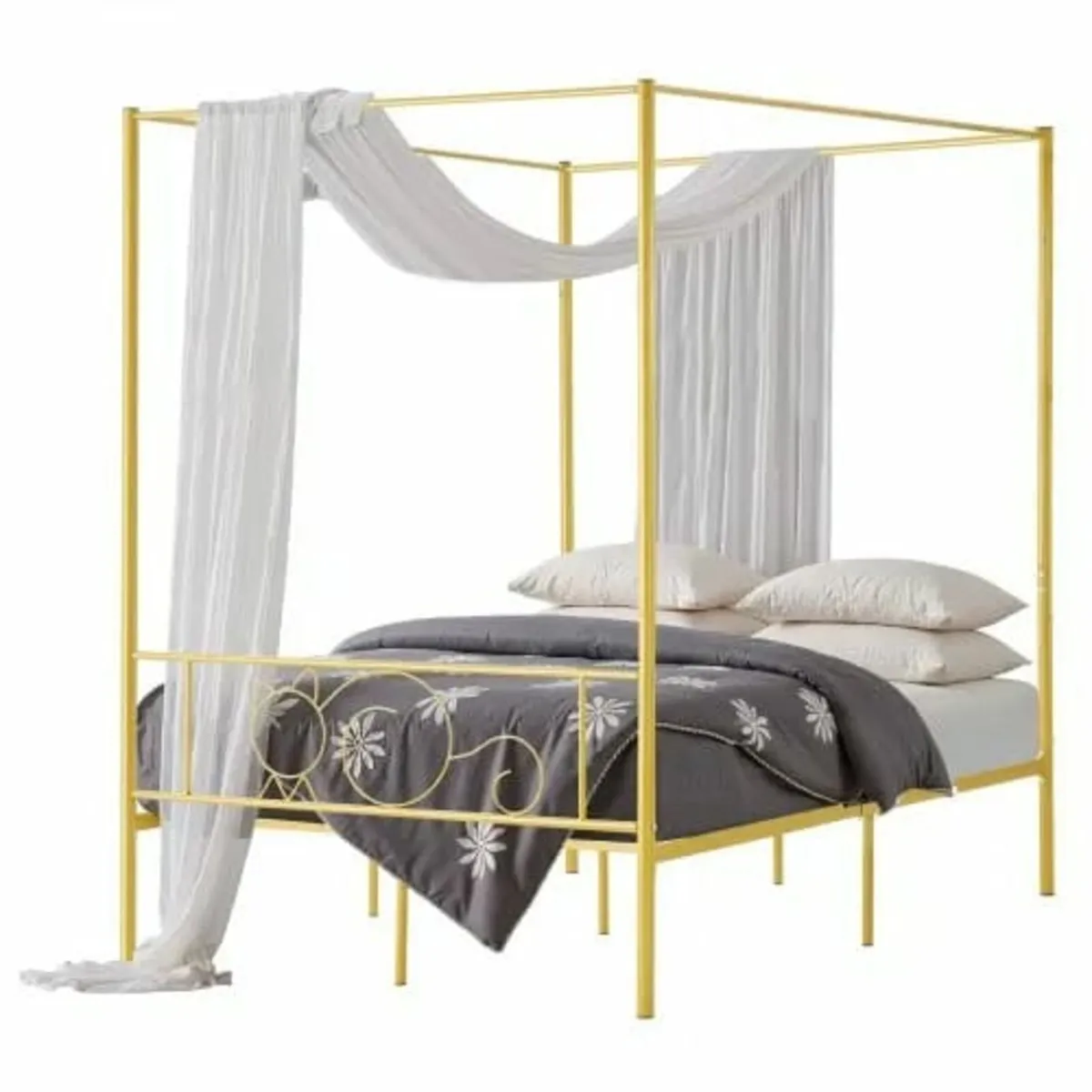Full Size Canopy Bed Frame, Metal Canopy Bed with - Image 1
