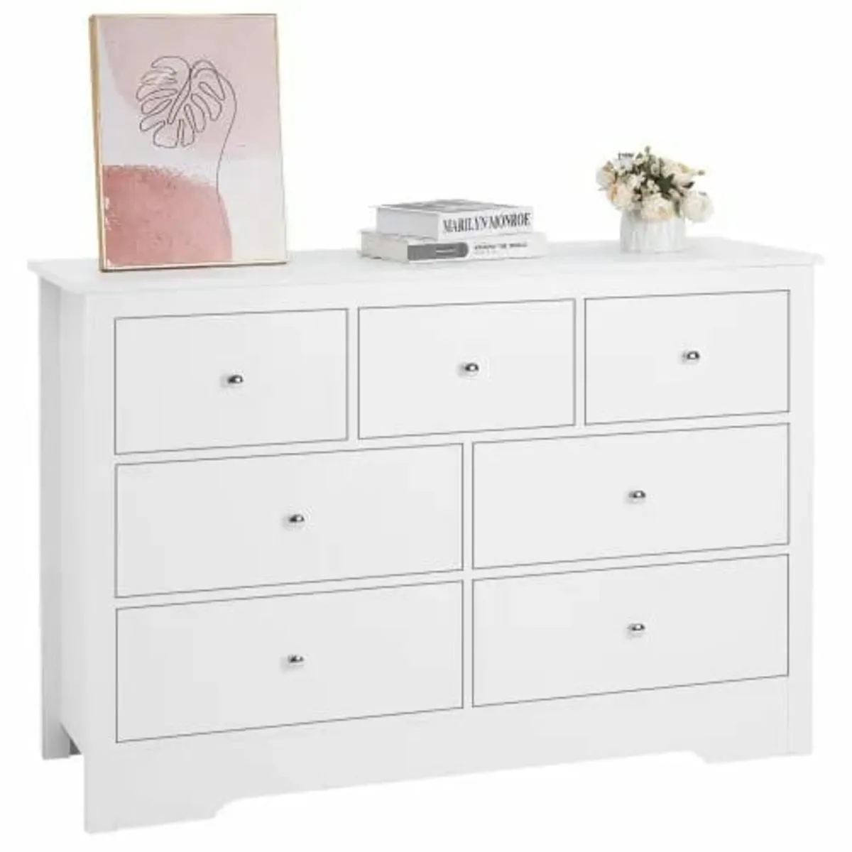 7 Drawer Dresser, Wooden Chest of Drawers with Sli - Image 1