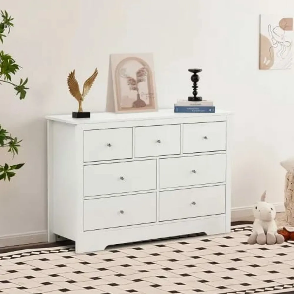 7 Drawer Dresser, Wooden Chest of Drawers with Sli - Image 2