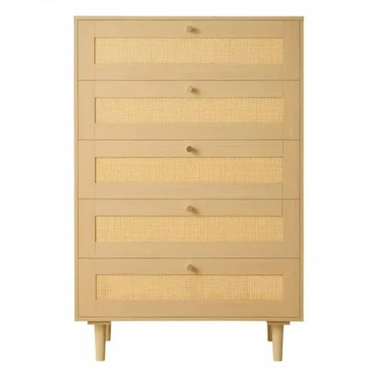 5 Drawer Rattan Dresser, Modern Closet Dresser for - Image 1