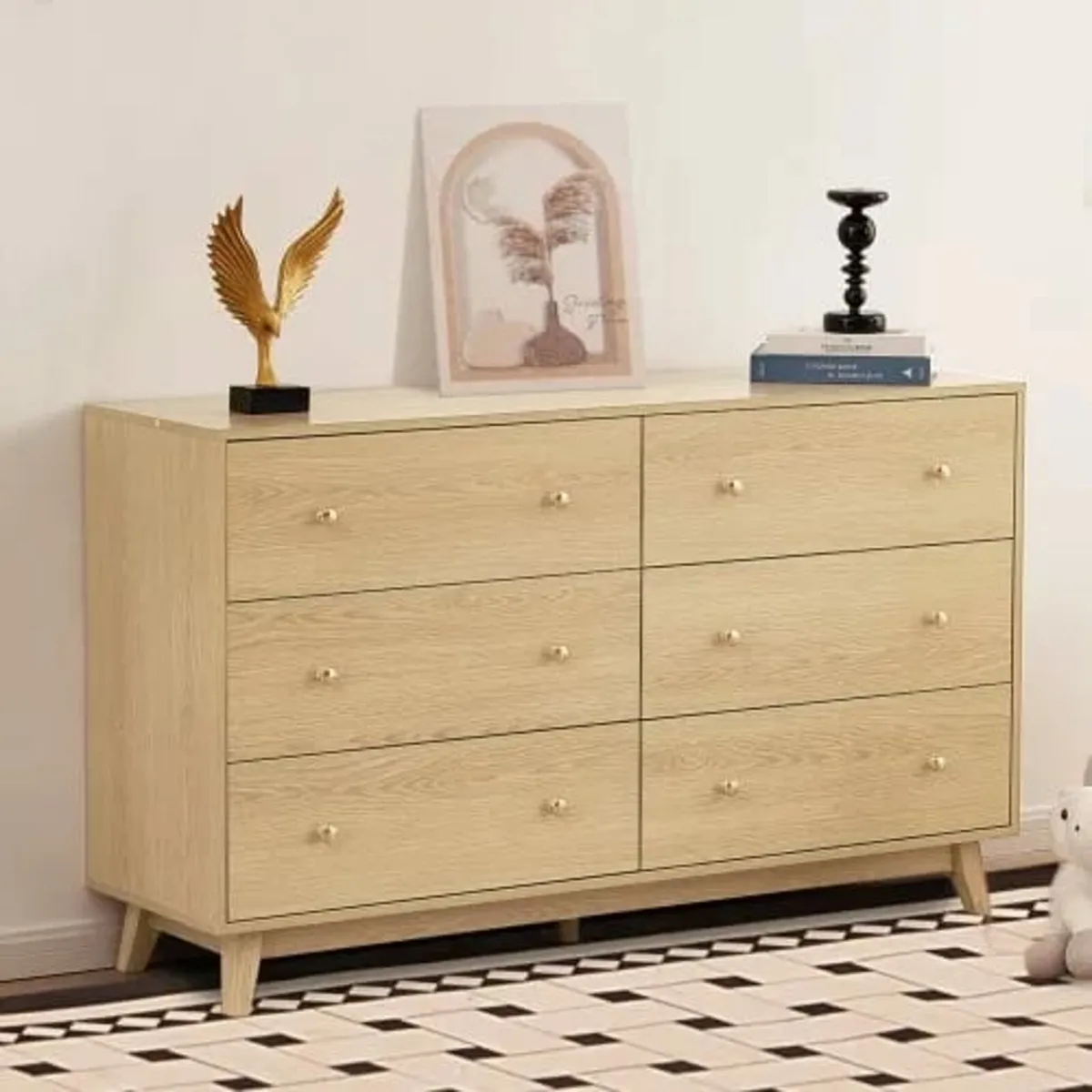 6 Drawer Dresser, Wooden Chest of Drawers with Sli - Image 2