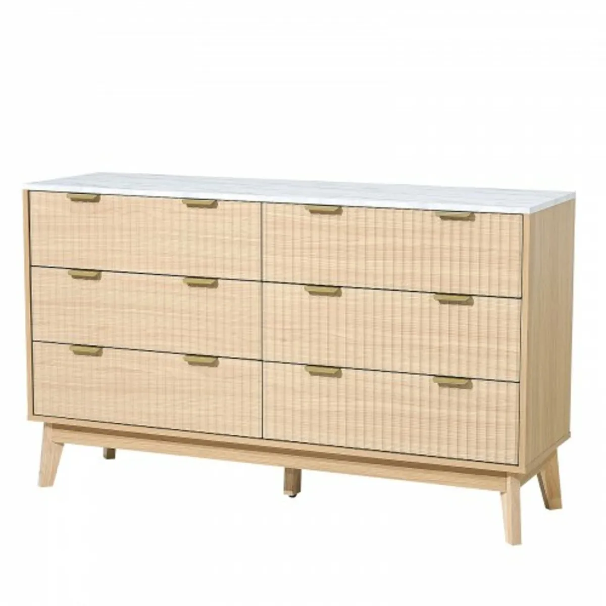 6 Fluted Drawer Dresser, Wooden Chest of Drawers w - Image 2