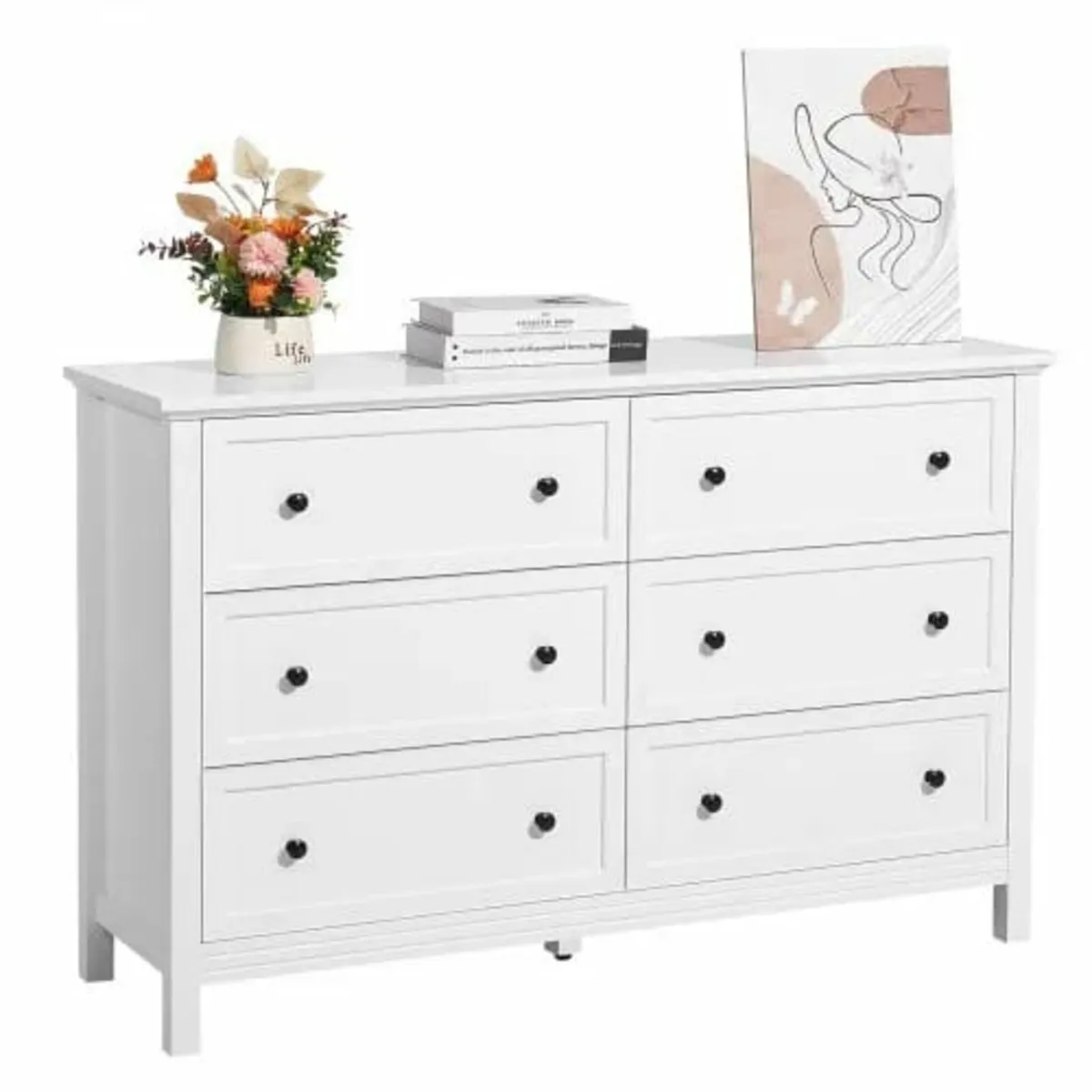 6 Drawer Dresser, Wooden Chest of Drawers with Sli - Image 1
