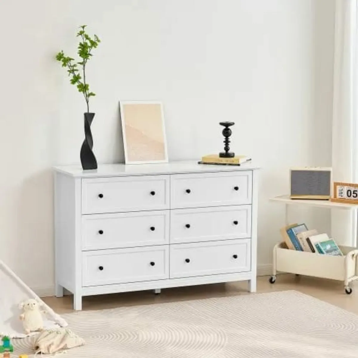 6 Drawer Dresser, Wooden Chest of Drawers with Sli - Image 3
