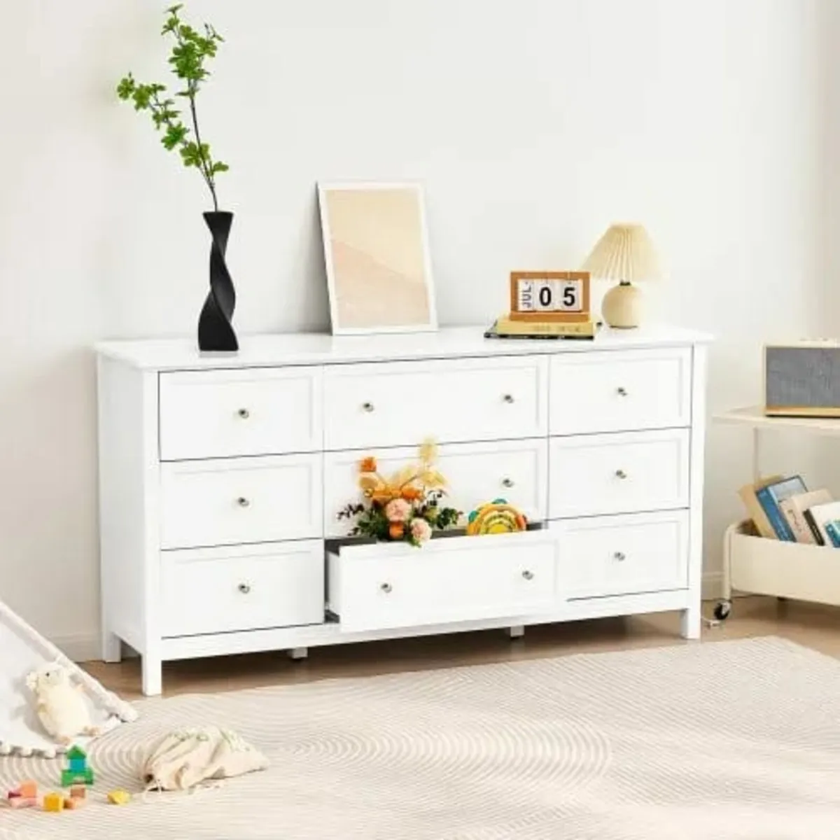 9 Drawer Dresser, Wooden Chest of Drawers with Sli - Image 3