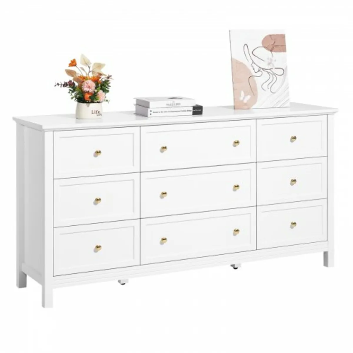 9 Drawer Dresser, Wooden Chest of Drawers with Sli - Image 1