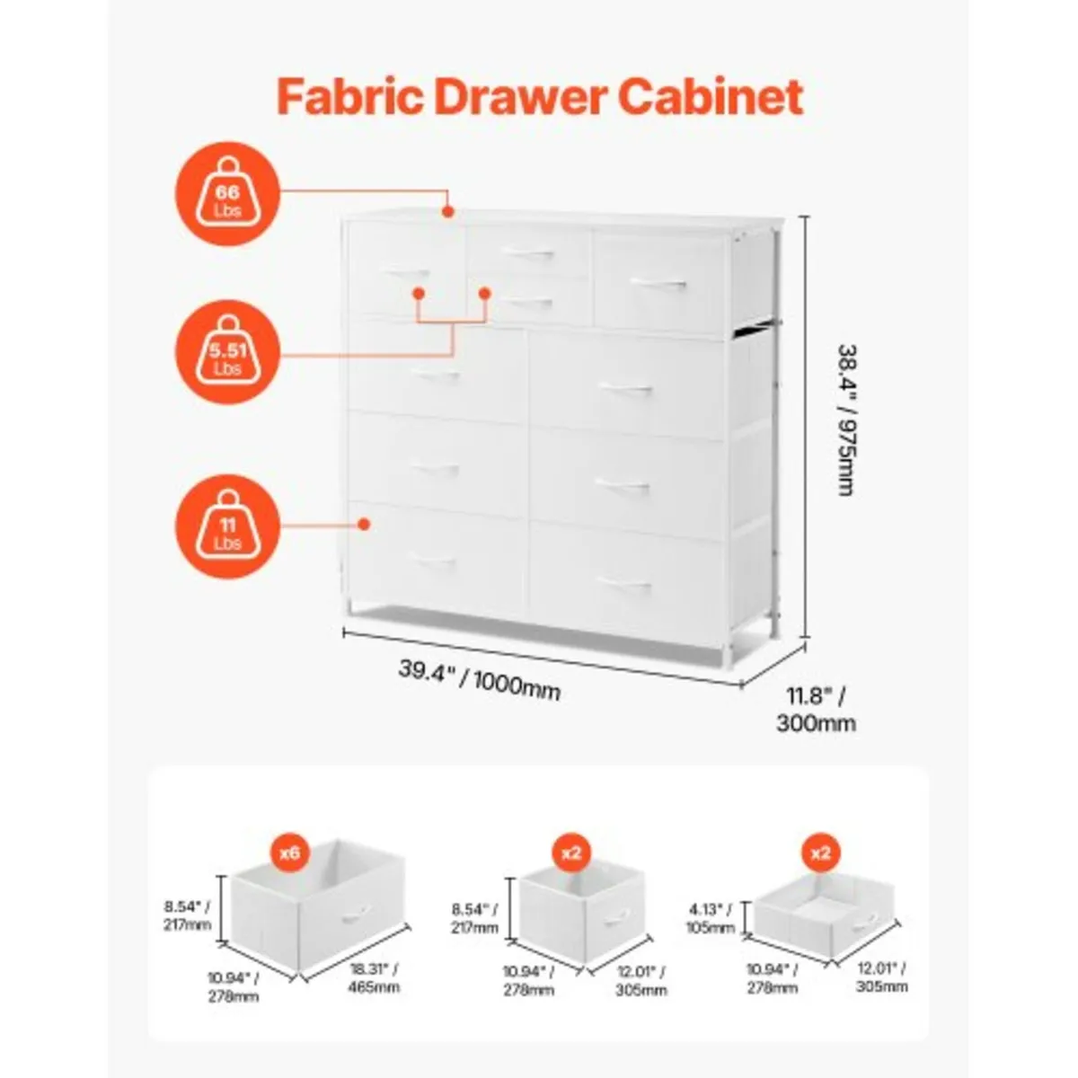 10 Drawer Dresser, Fabric Drawer Dresser with Fabr - Image 4
