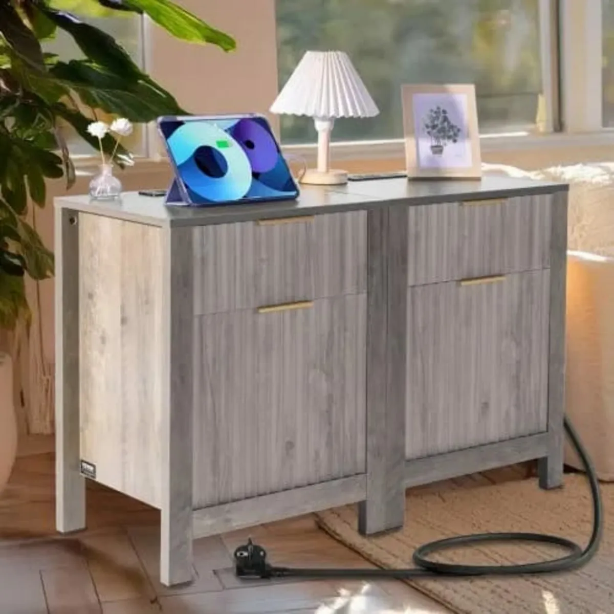 Farmhouse End Table, Set of 2, Square Night Stand - Image 2