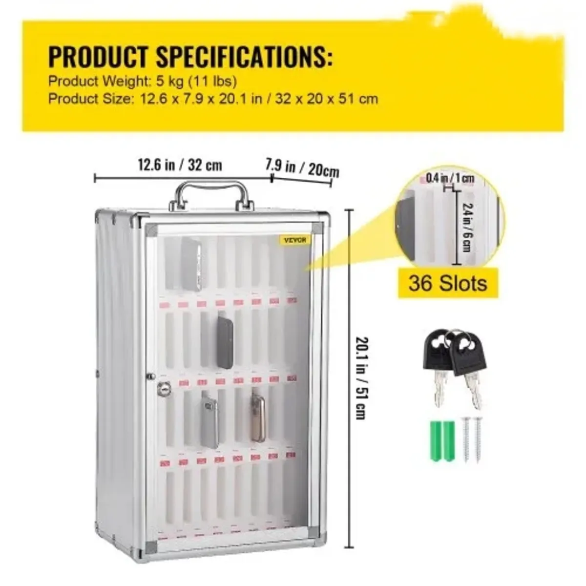 Cell Phone Storage Cabinet, 36 Slots, Aluminum All - Image 3