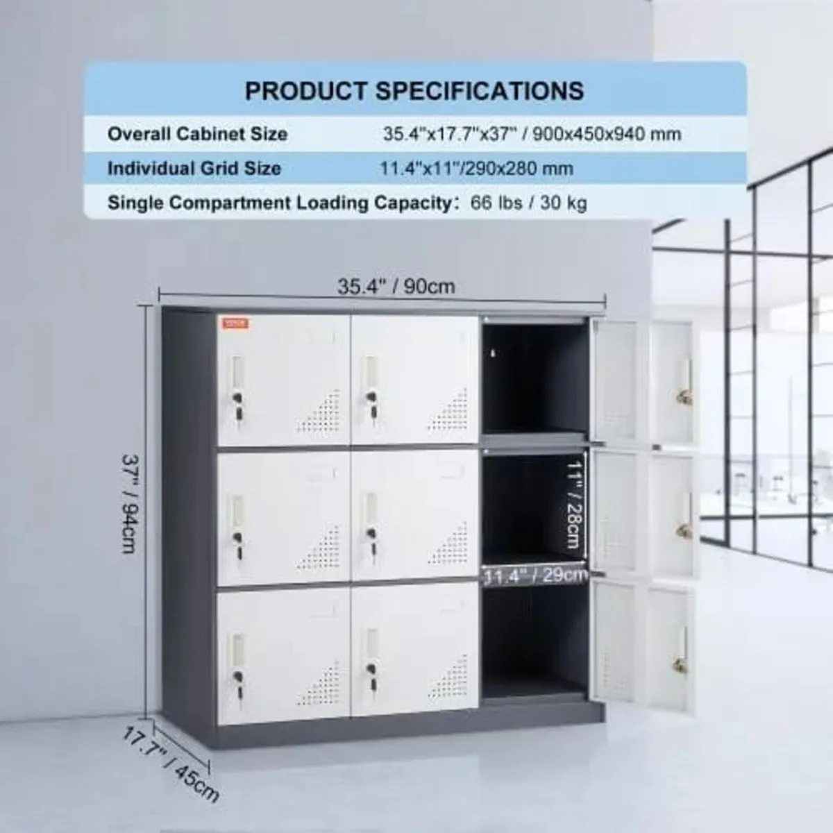 Metal Locker for Employees, 9 Doors Storage Cabine - Image 4