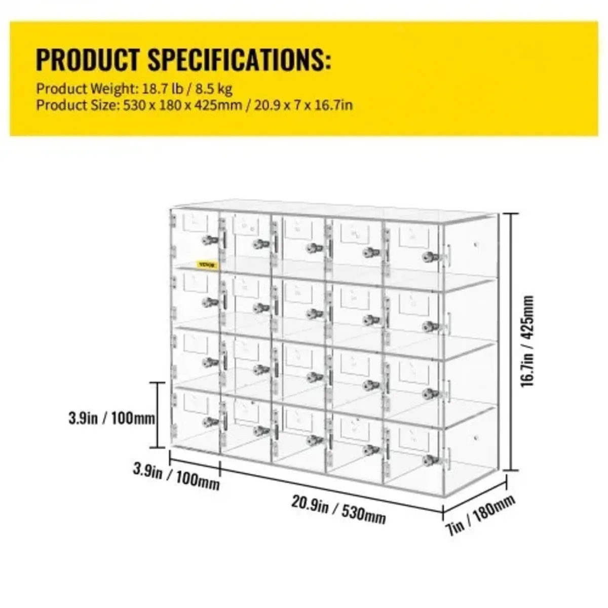 Cell Phone Storage Locker, 20 Slots Acrylic Materi - Image 3