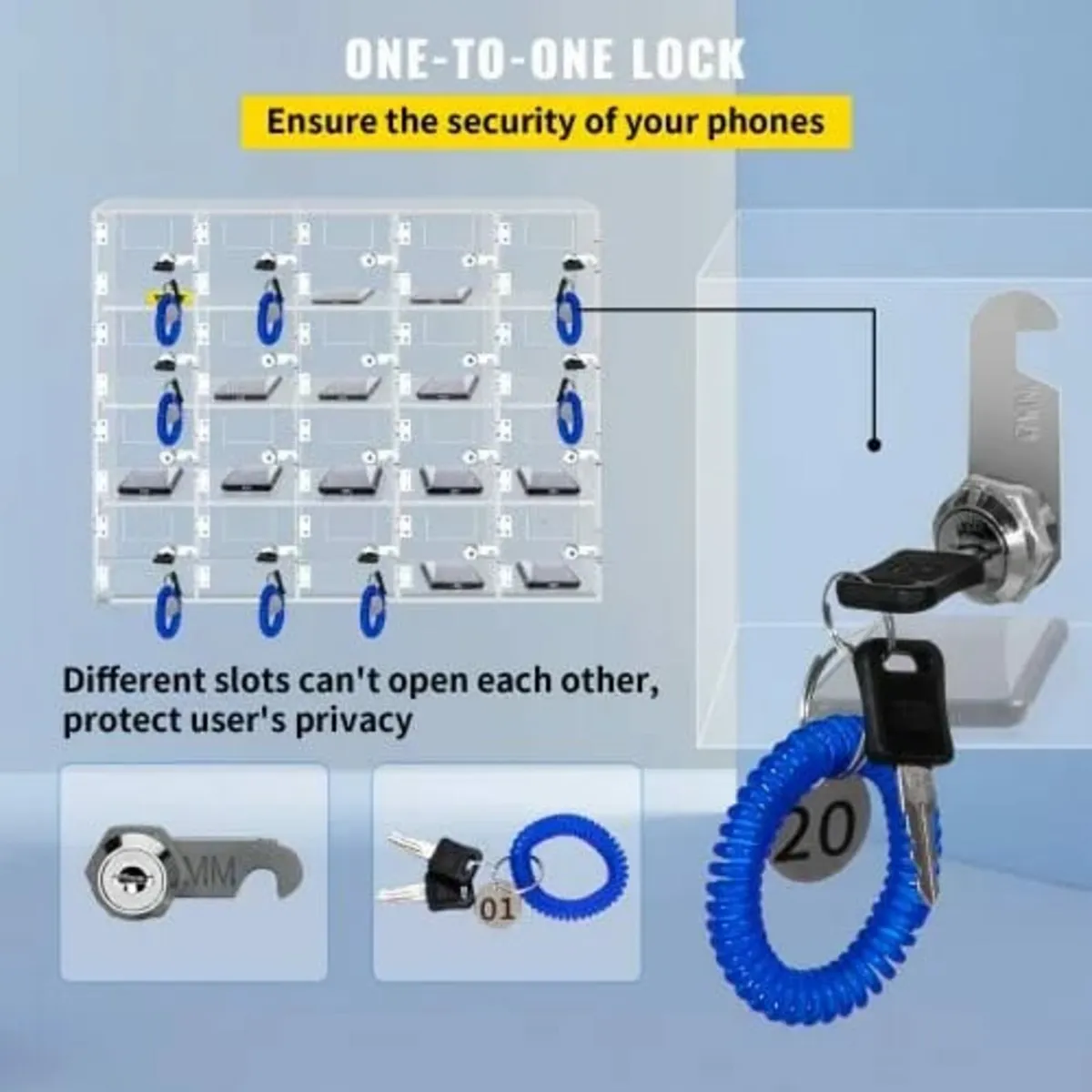 Cell Phone Storage Locker, 20 Slots Acrylic Materi - Image 4