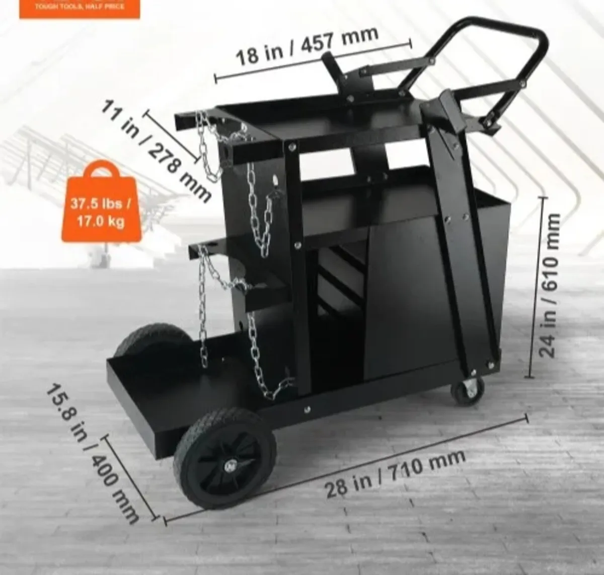 Welding Cart, 2-Tier 4 Drawers Welder Cart with 12 - Image 2