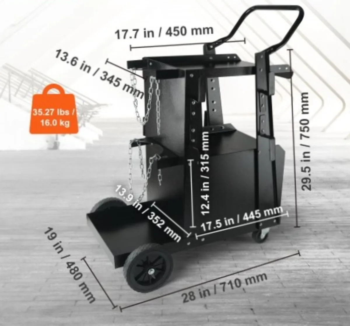 Welding Cart, 2-Tier Heavy Duty Welder Cart with A - Image 4