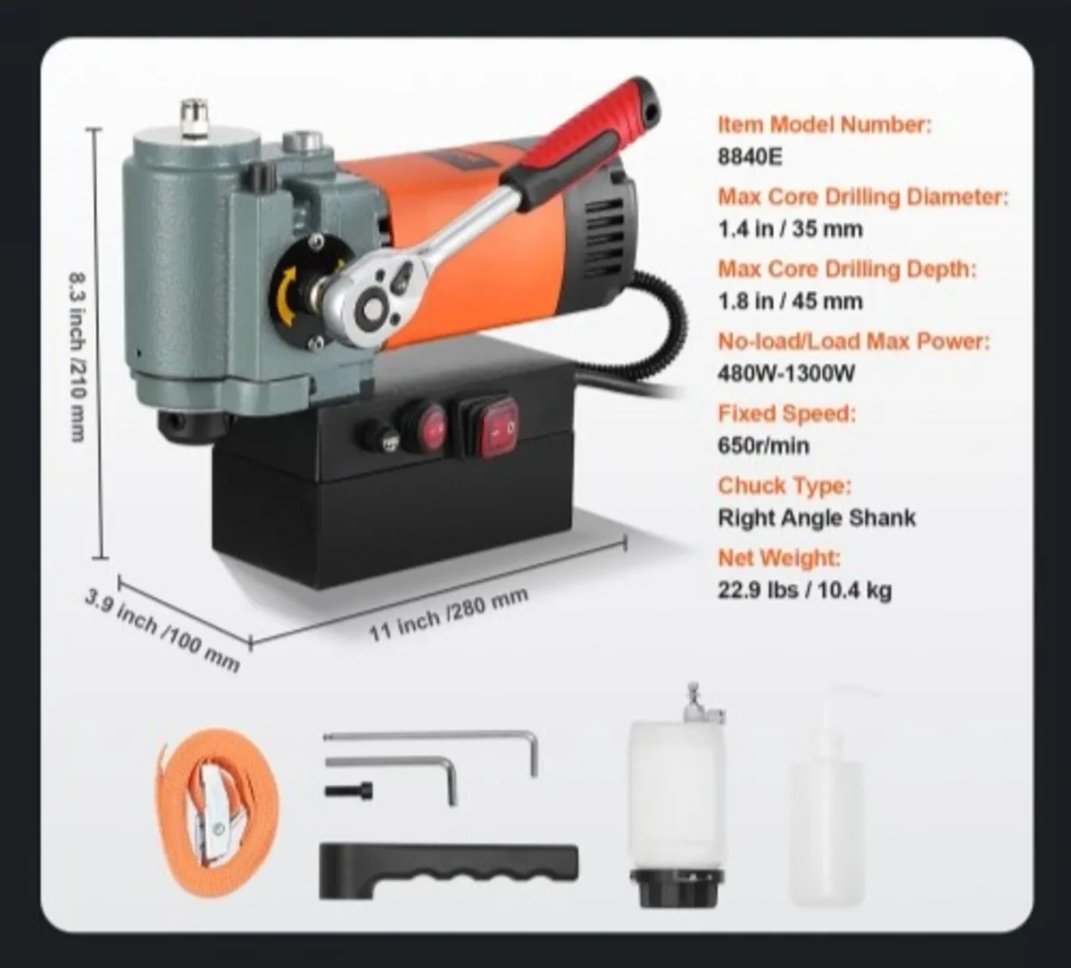 Magnetic Drill Press, 1300W Low Profile Mag Drill, - Image 4