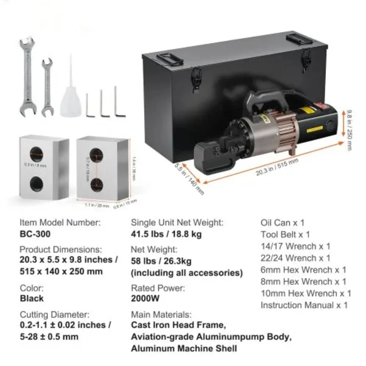 Electric Hydraulic Rebar Cutter, 2000W Portable Re - Image 3