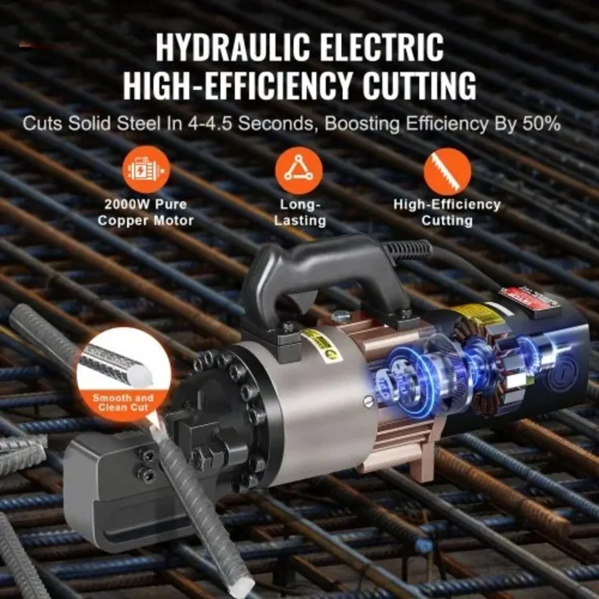 Electric Hydraulic Rebar Cutter, 2000W Portable Re - Image 2