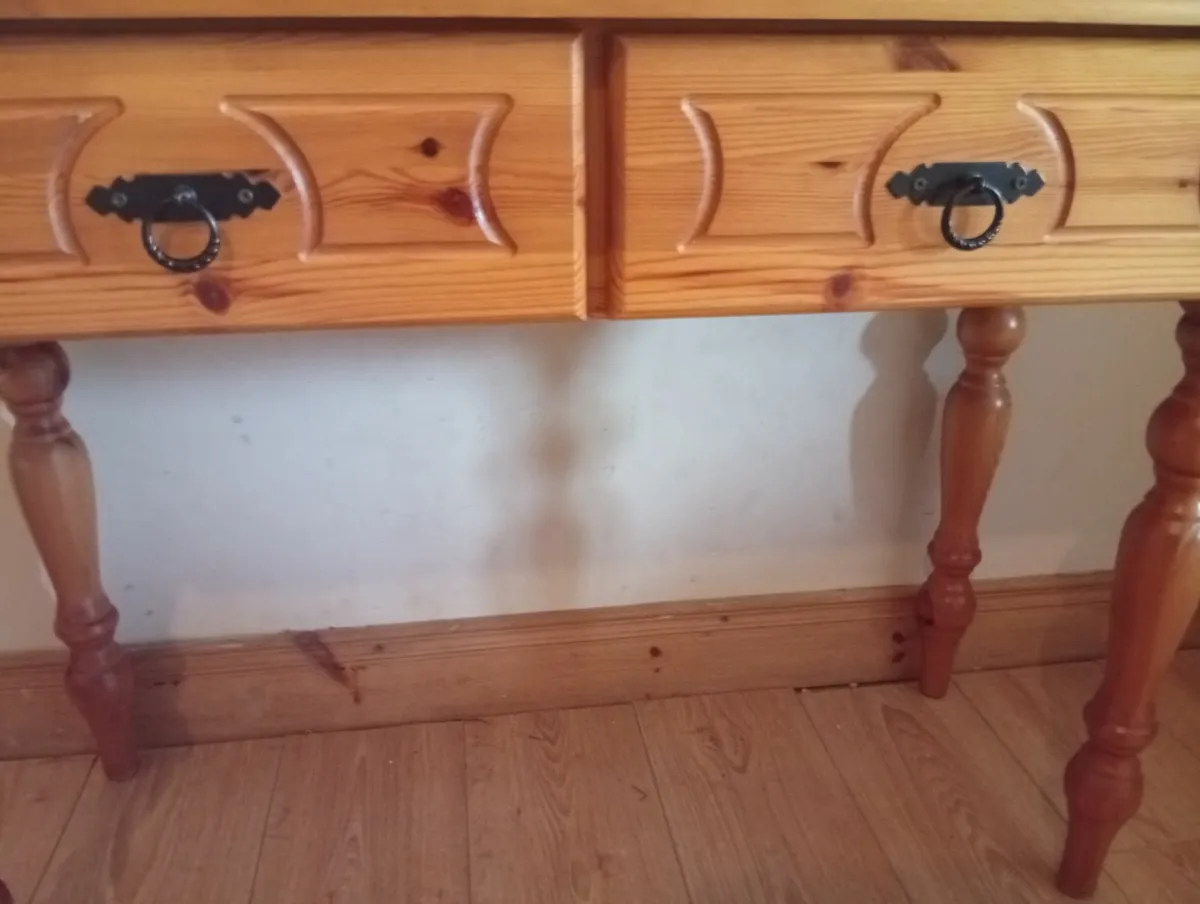 Oak Solid Quality Sturdy Console Hallway Table - Image 2