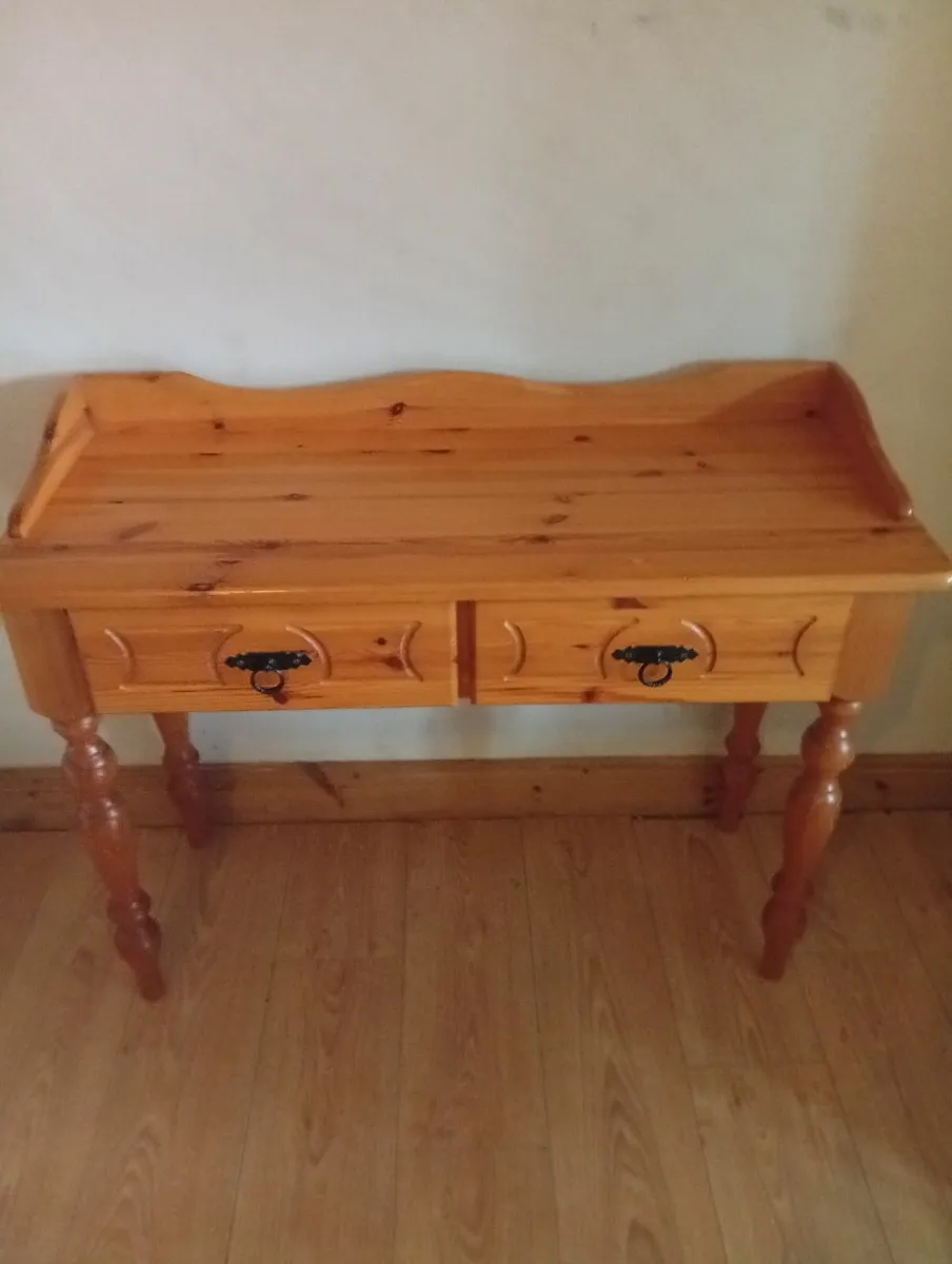 Oak Solid Quality Sturdy Console Hallway Table - Image 4